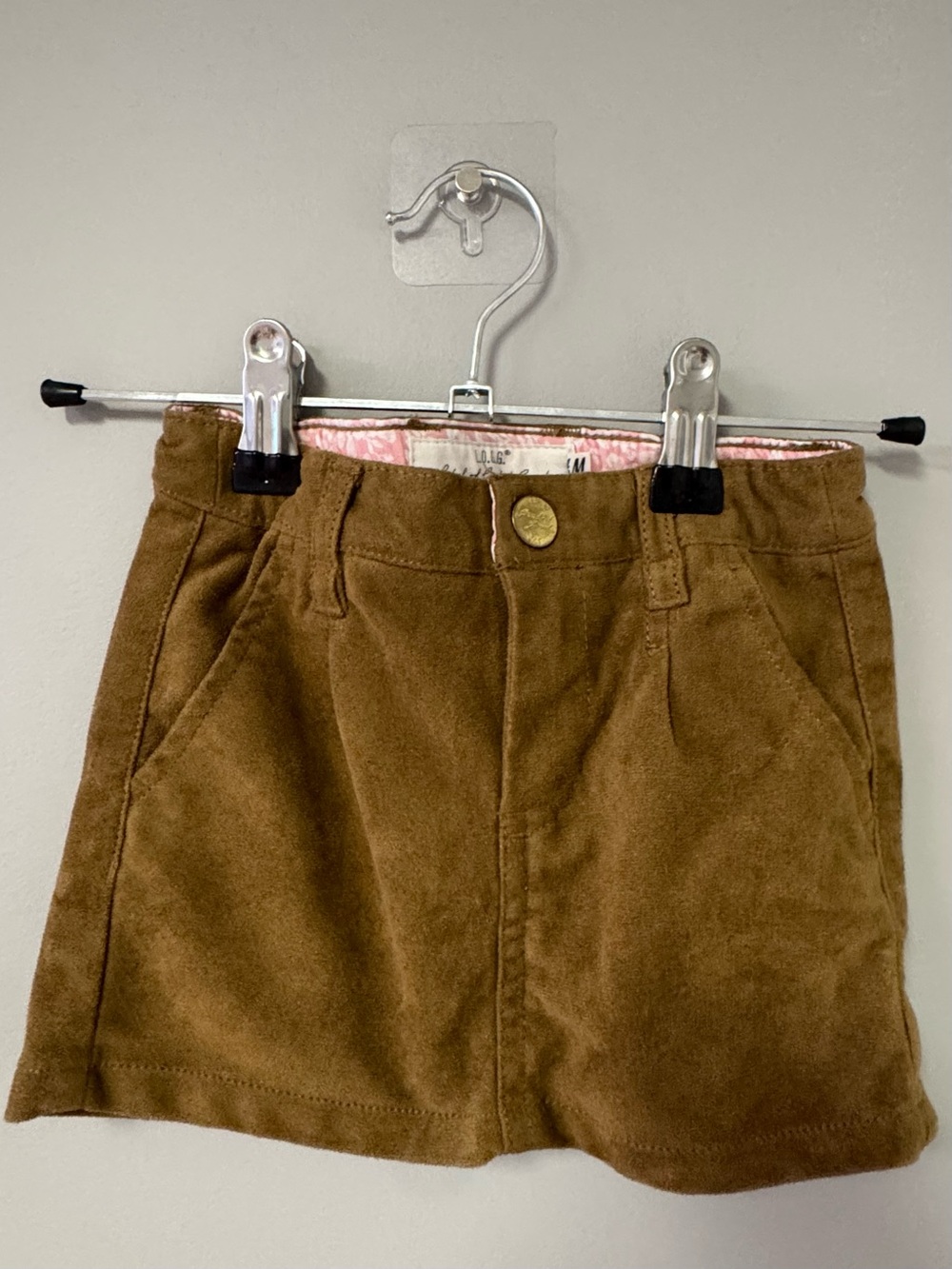 Girls Brown Corduroy Skirt with Front Pockets
